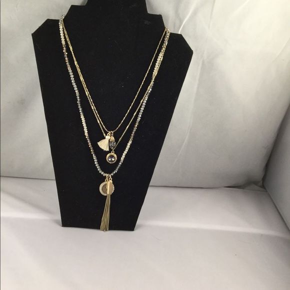 Magnolia and Vine Jewelry - MAGNOLIA & VINE Triple Strand Goldtone Necklace with Tassle